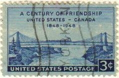 Z vendido USA 1948 Scott 961 Sello Ferrocarril Puente Colgante sobre Rio Niágara usado